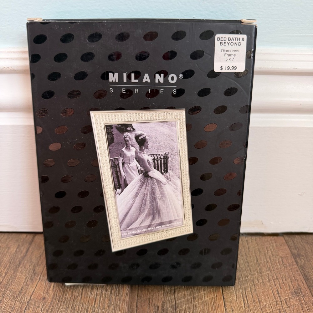 Milano Series Diamonds 5x7 Photo Frame Polished Silver NIB Bed Bath‎ Beyond